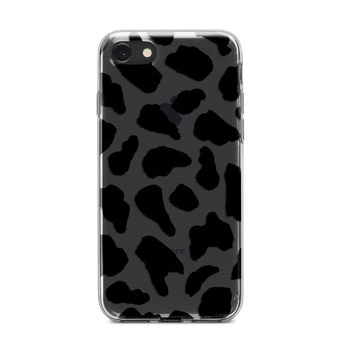 Black and White Cow Print iPhone 8 Bumper Case on Black iPhone