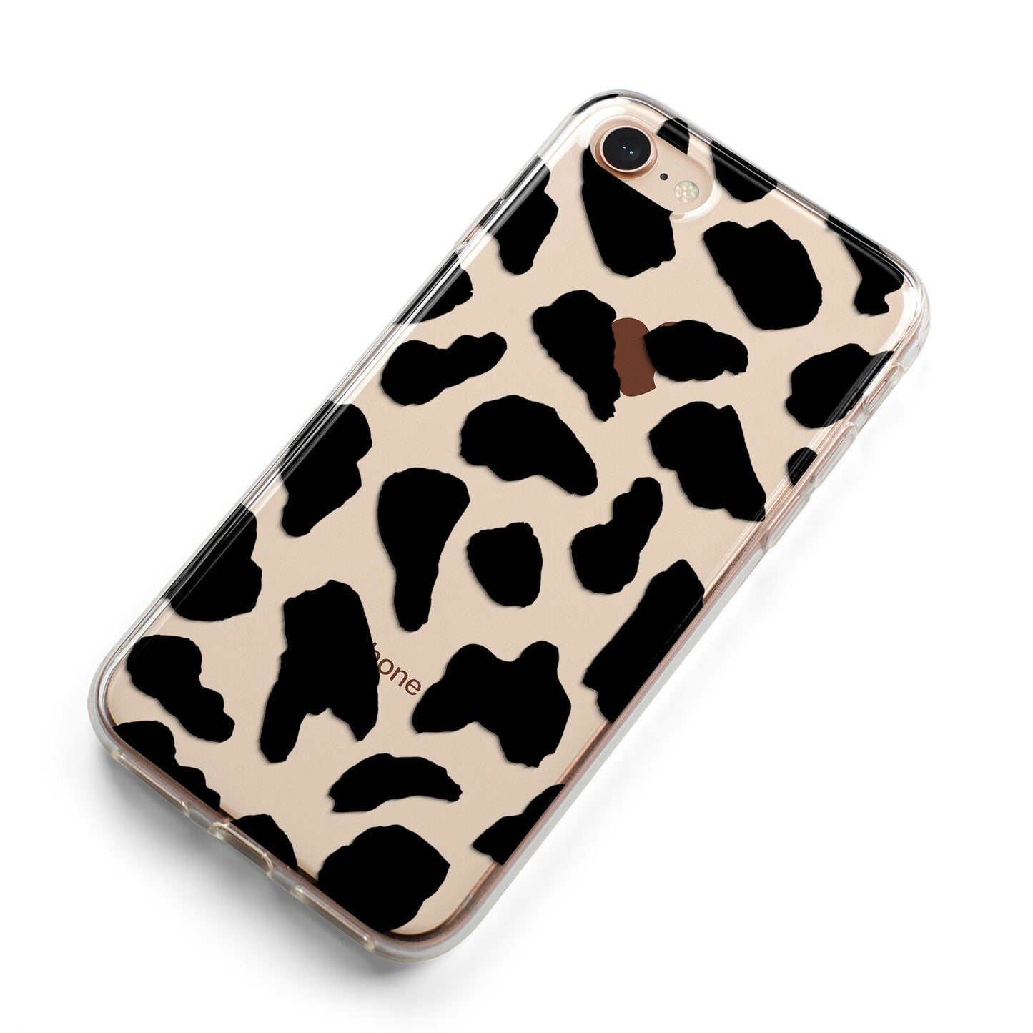 Black and White Cow Print iPhone 8 Bumper Case on Rose Gold iPhone Alternative Image