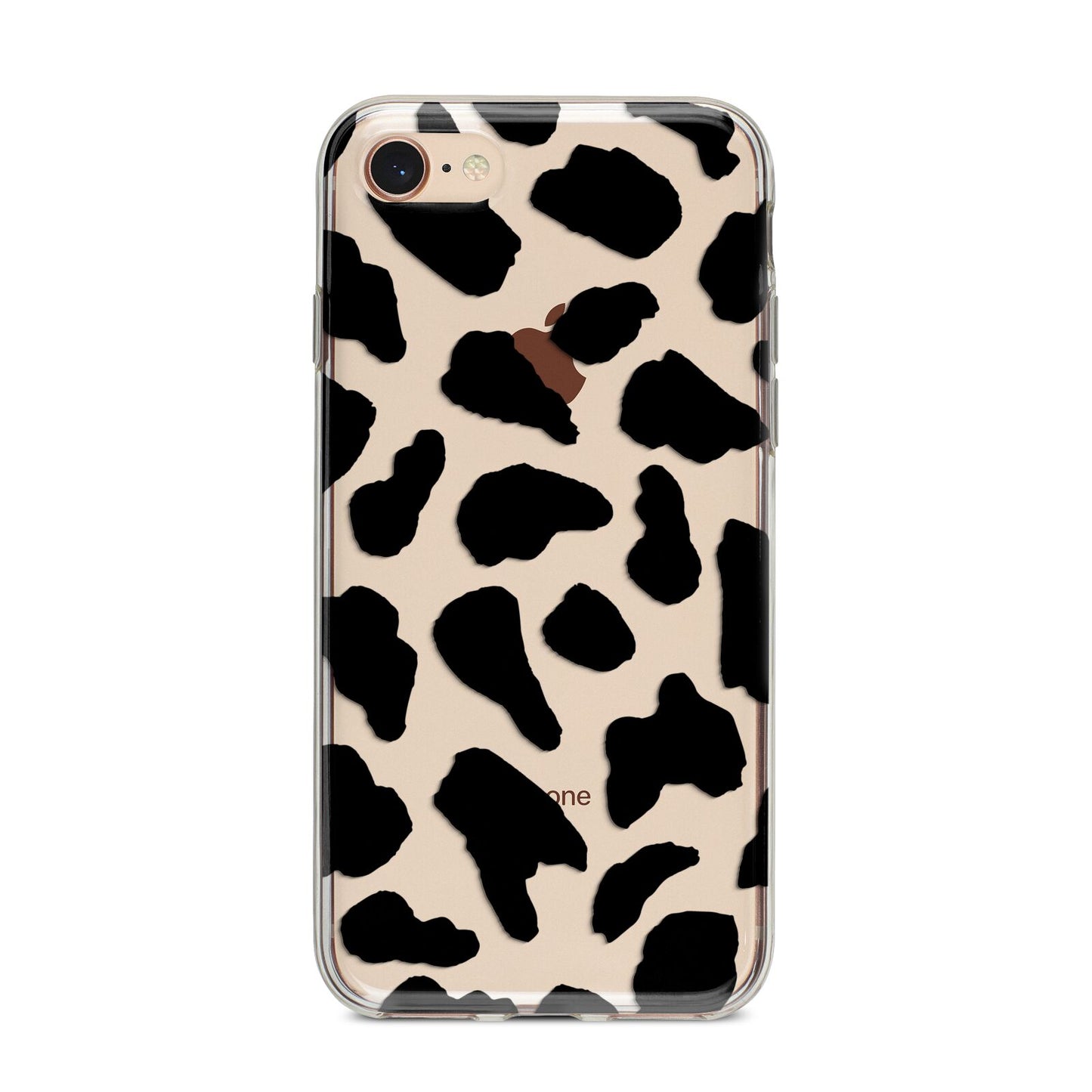 Black and White Cow Print iPhone 8 Bumper Case on Rose Gold iPhone