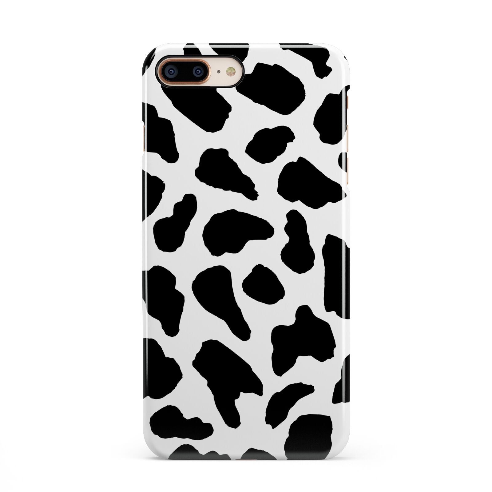 Black and White Cow Print iPhone 8 Plus 3D Snap Case on Gold Phone