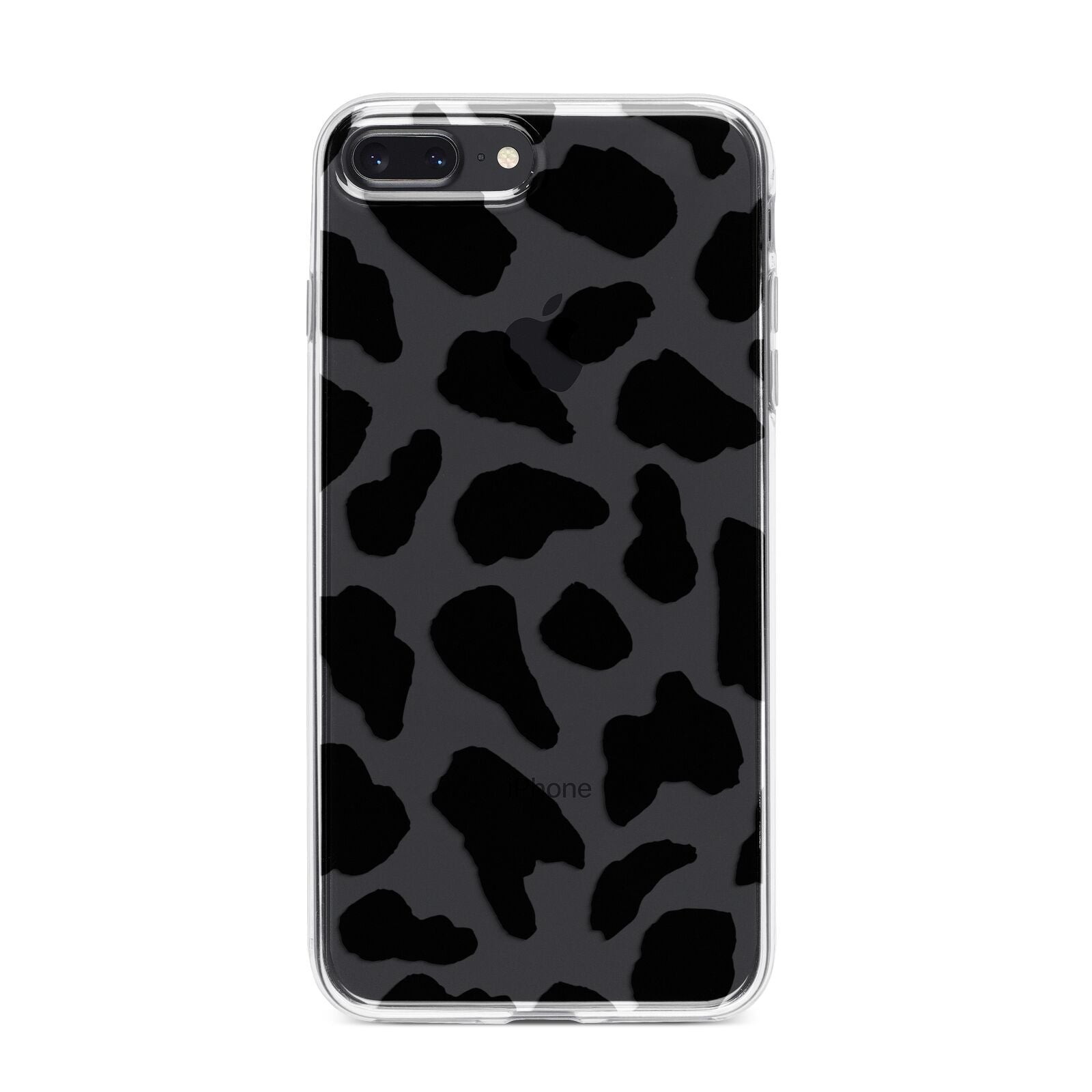 Black and White Cow Print iPhone 8 Plus Bumper Case on Black iPhone