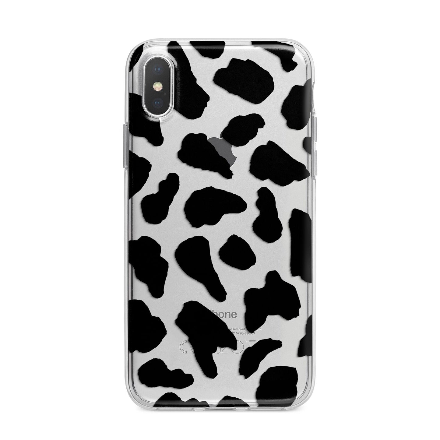 Black and White Cow Print iPhone X Bumper Case on Silver iPhone Alternative Image 1