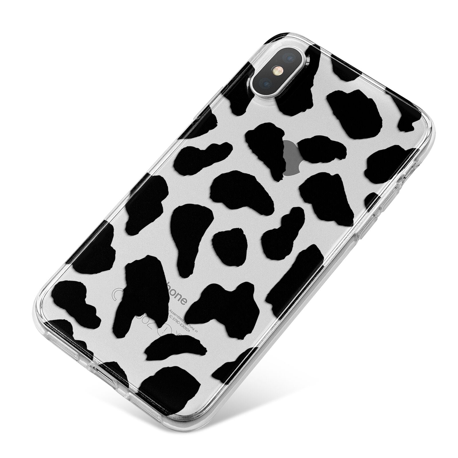 Black and White Cow Print iPhone X Bumper Case on Silver iPhone