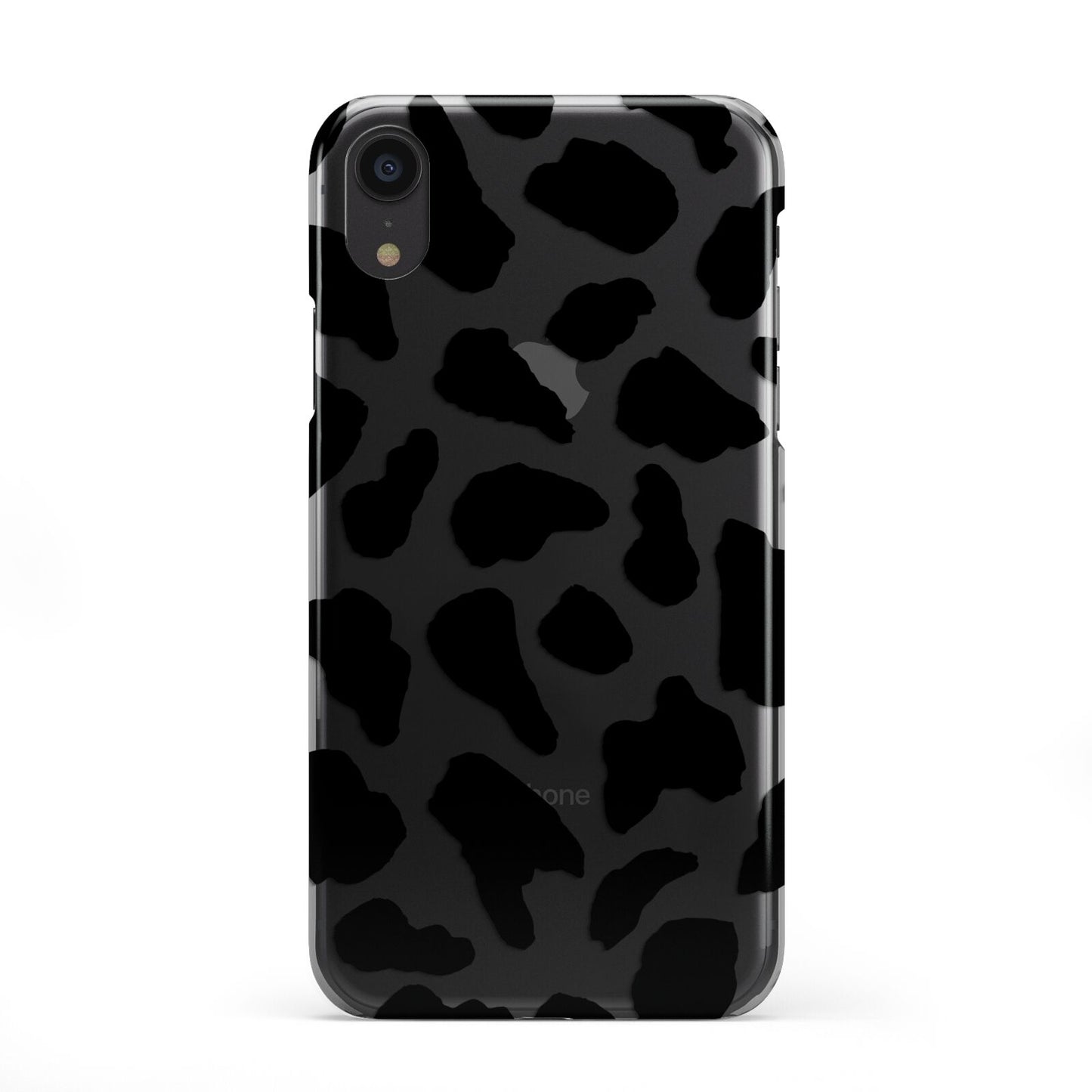 Black and White Cow Print iPhone XR 2D Snap Case on Black Phone