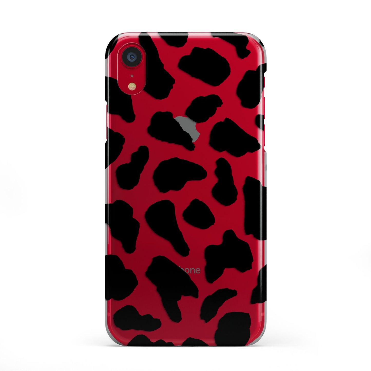 Black and White Cow Print iPhone XR 2D Snap Case on Red Phone