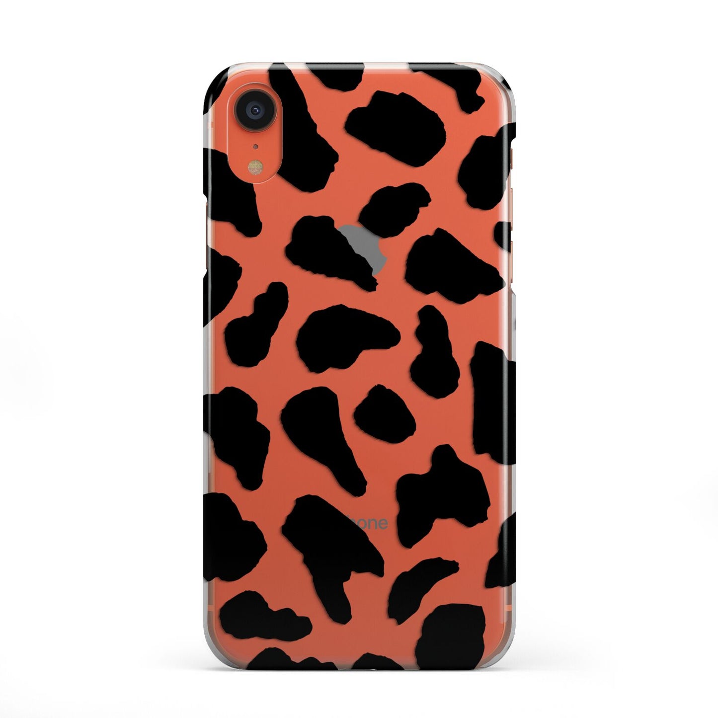 Black and White Cow Print iPhone XR 2D Snap on Coral Phone