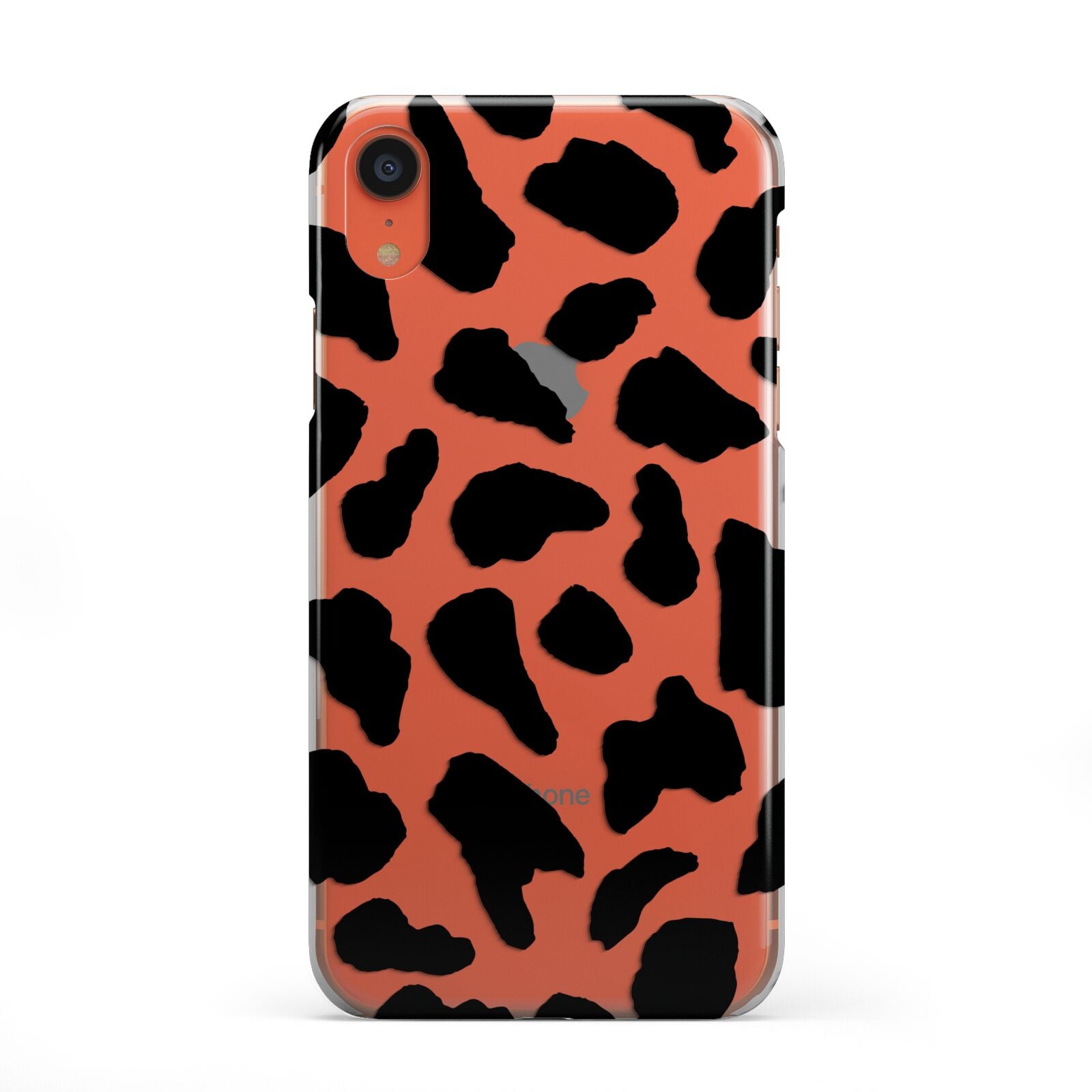 Black and White Cow Print iPhone XR 2D Snap on Coral Phone