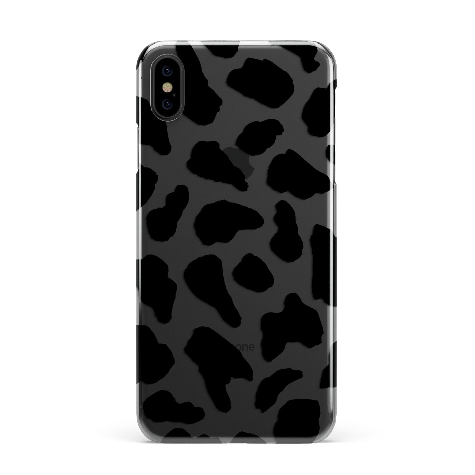 Black and White Cow Print iPhone XS Max 2D Snap Case on Black Phone