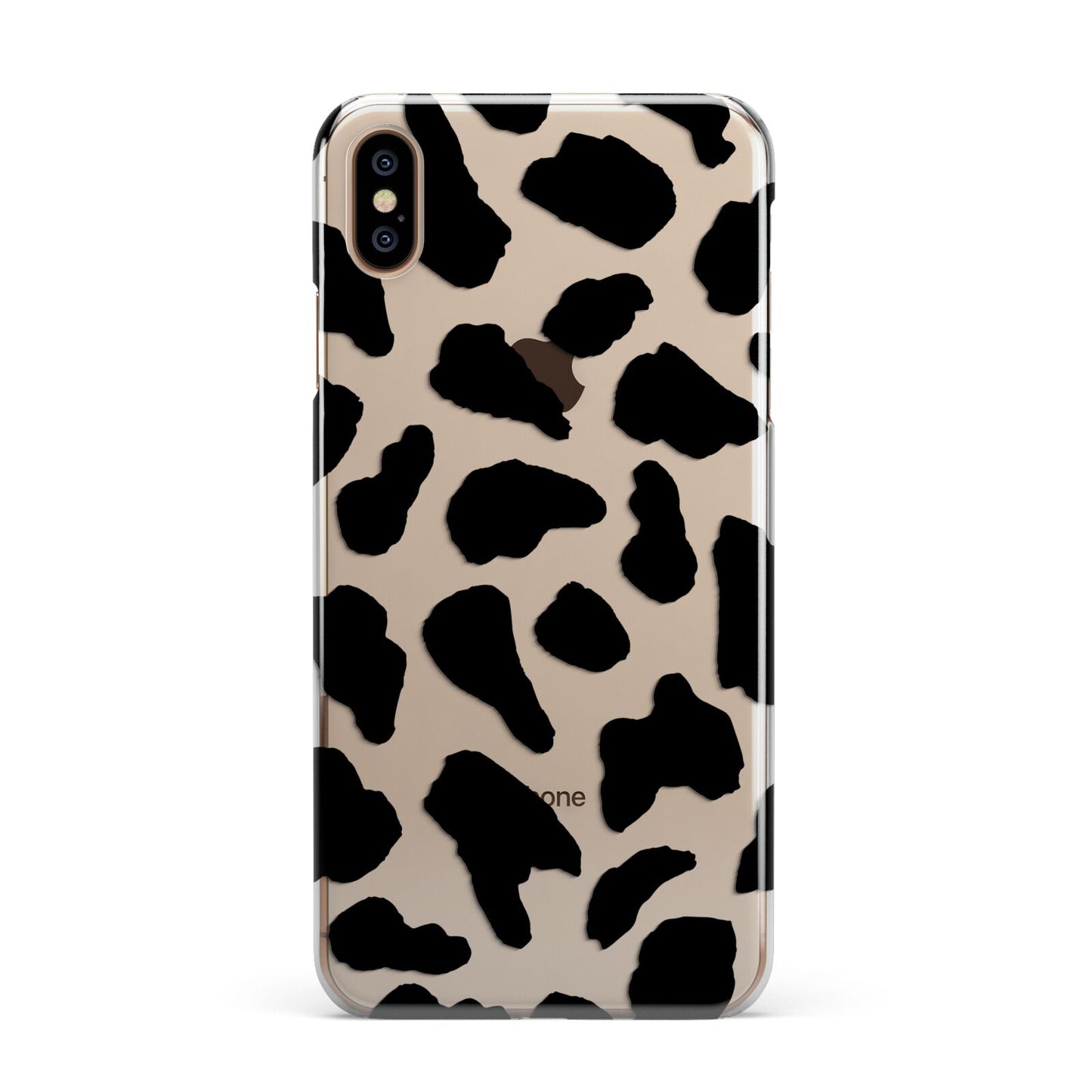 Black and White Cow Print iPhone XS Max 2D Snap Case on Gold Phone