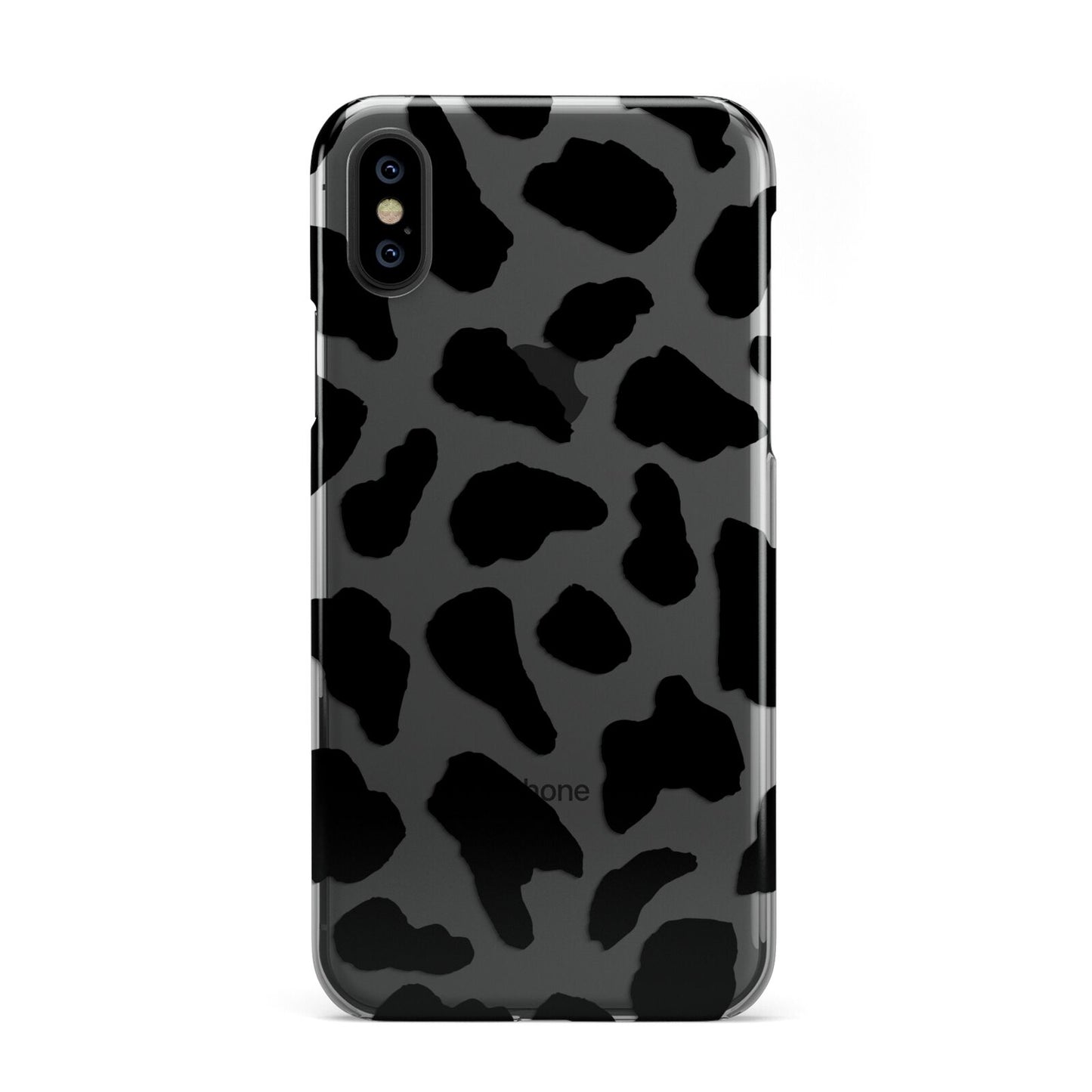 Black and White Cow Print iPhone Xs 2D Snap on Black Phone