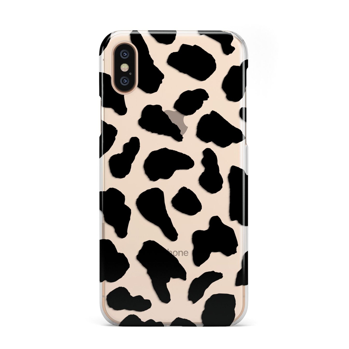 Black and White Cow Print iPhone Xs 2D Snap on Gold Phone