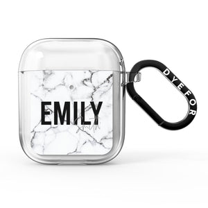 Black and White Personalised Marble Block Text AirPods Case