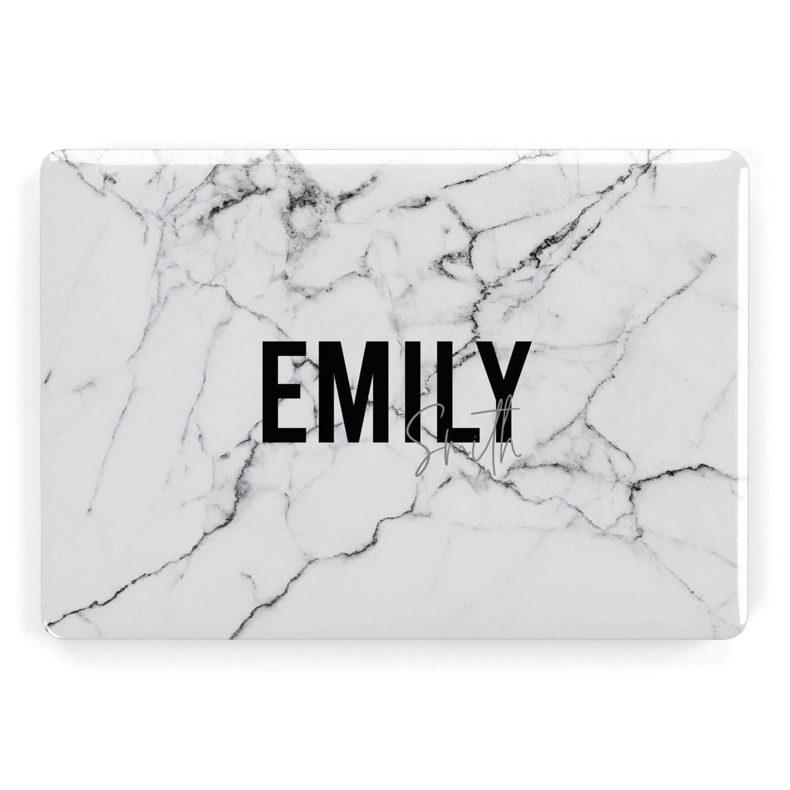 Black and White Personalised Marble Block Text Macbook Case Dyefor