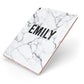 Black and White Personalised Marble Block Text Apple iPad Case on Rose Gold iPad Side View