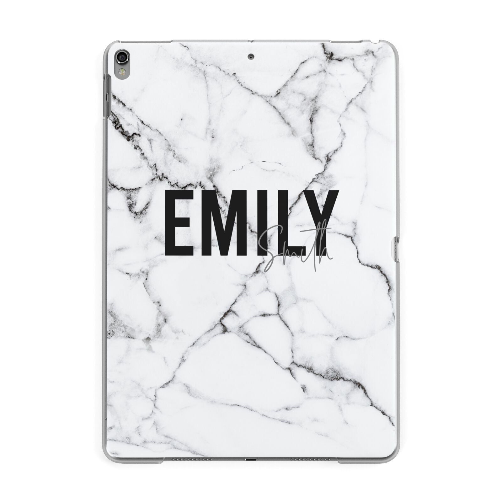 Black and White Personalised Marble Block Text Apple iPad Grey Case