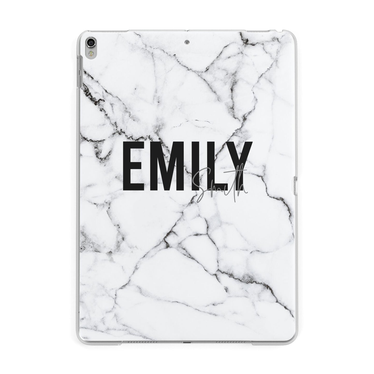 Black and White Personalised Marble Block Text Apple iPad Silver Case