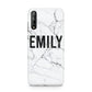 Black and White Personalised Marble Block Text Huawei Enjoy 10s Phone Case