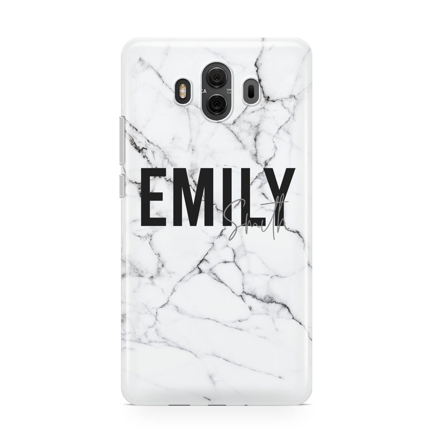 Black and White Personalised Marble Block Text Huawei Mate 10 Protective Phone Case