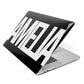 Black with Bold White Name Apple MacBook Case Side View
