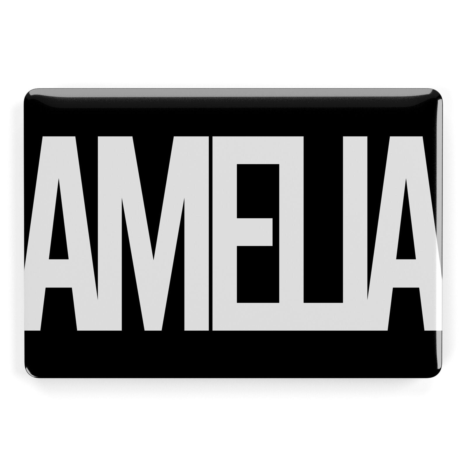 Black with Bold White Name Apple MacBook Case