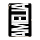 Black with Bold White Name Apple iPad Gold Case