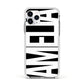Black with Bold White Name Apple iPhone 11 Pro in Silver with White Impact Case