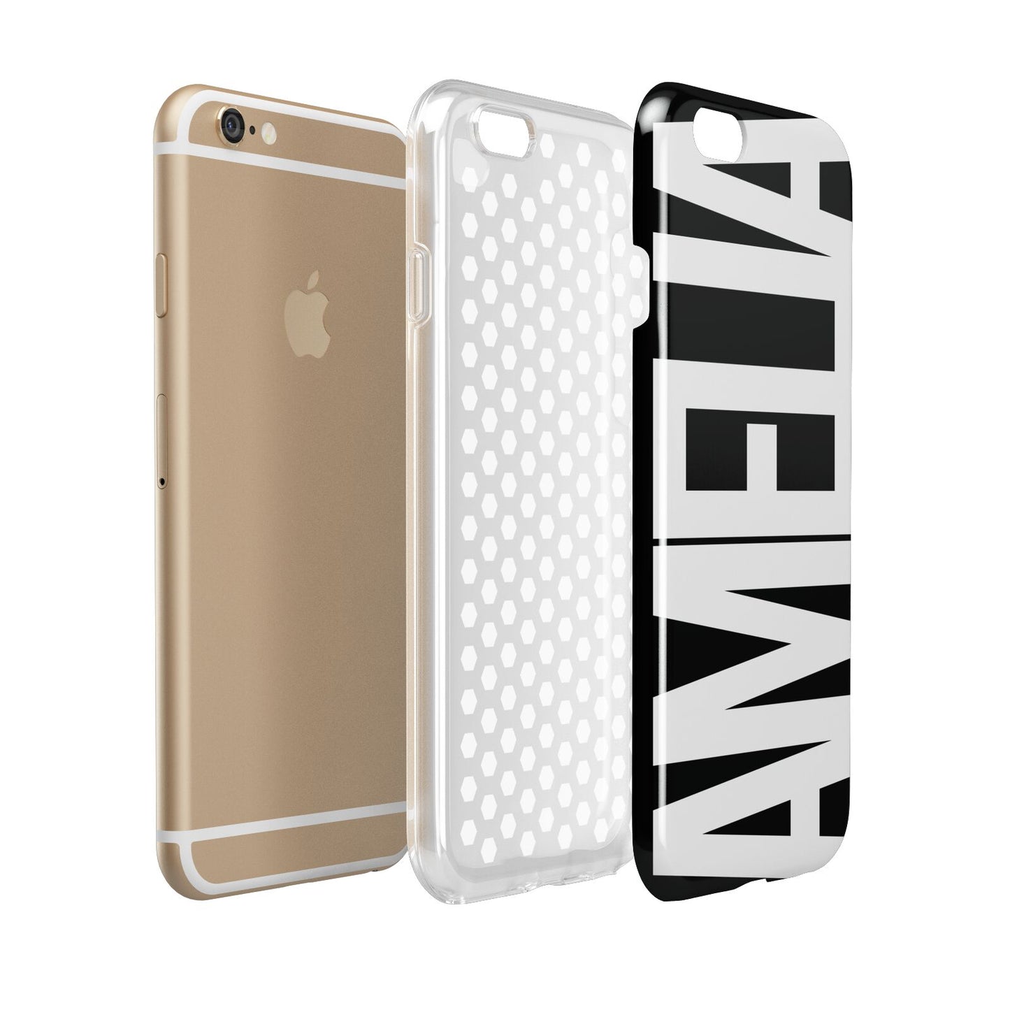 Black with Bold White Name Apple iPhone 6 3D Tough Case Expanded view