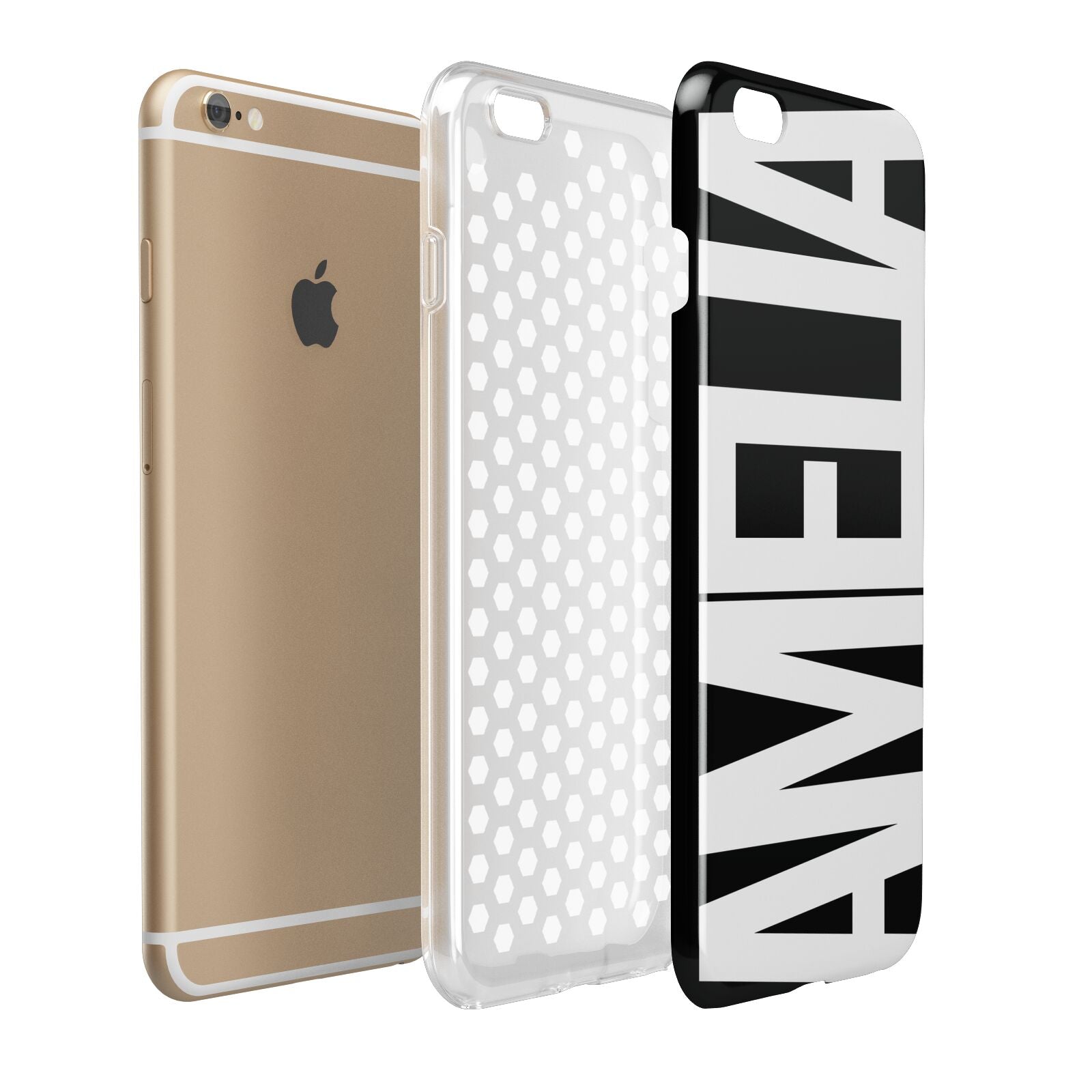 Black with Bold White Name Apple iPhone 6 Plus 3D Tough Case Expand Detail Image