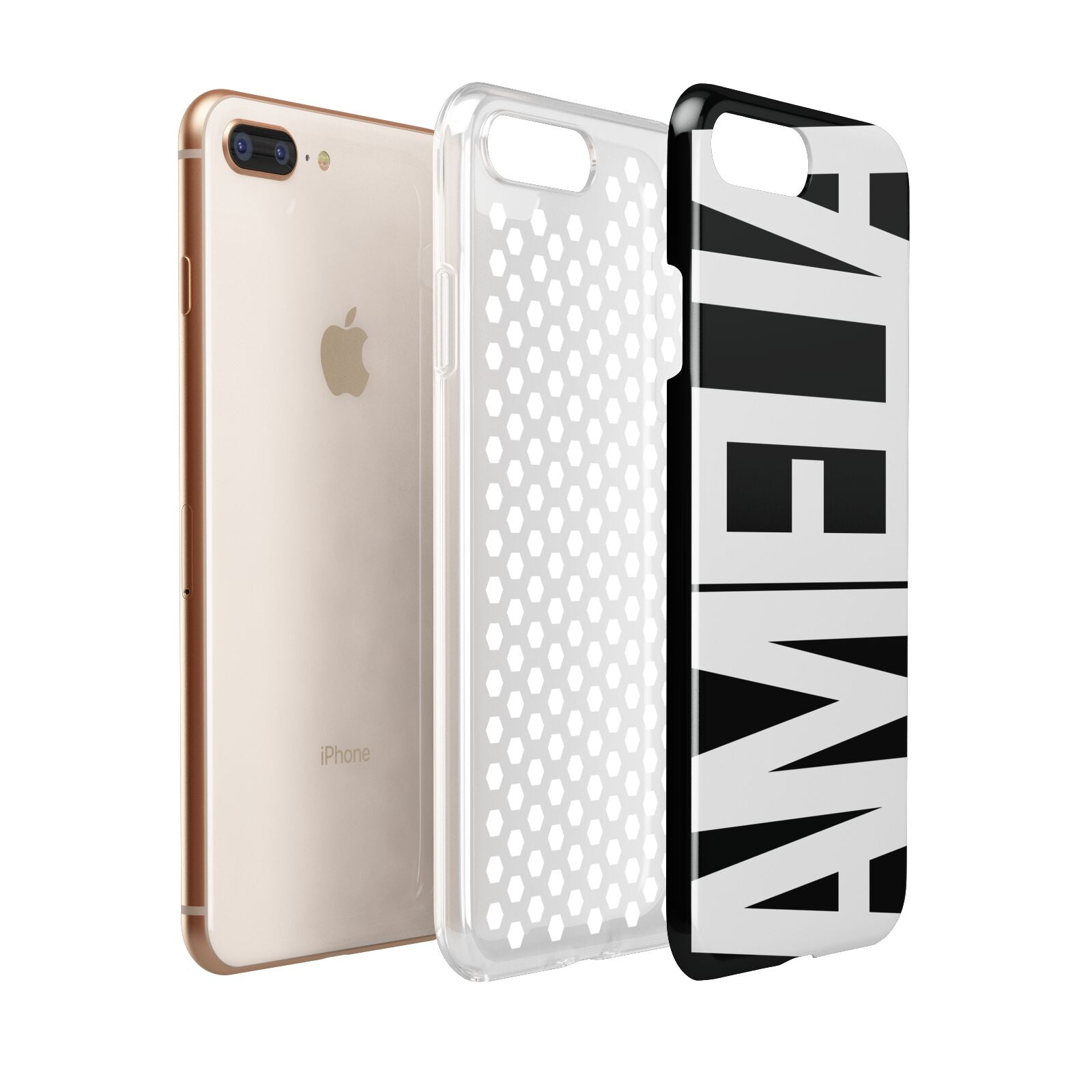 Black with Bold White Name Apple iPhone 7 8 Plus 3D Tough Case Expanded View