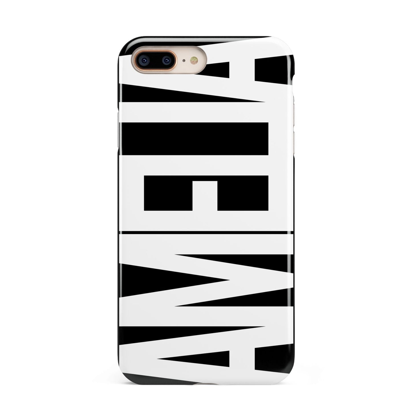 Black with Bold White Name Apple iPhone 7 8 Plus 3D Tough Case
