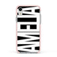 Black with Bold White Name Apple iPhone XR Impact Case Pink Edge on Silver Phone