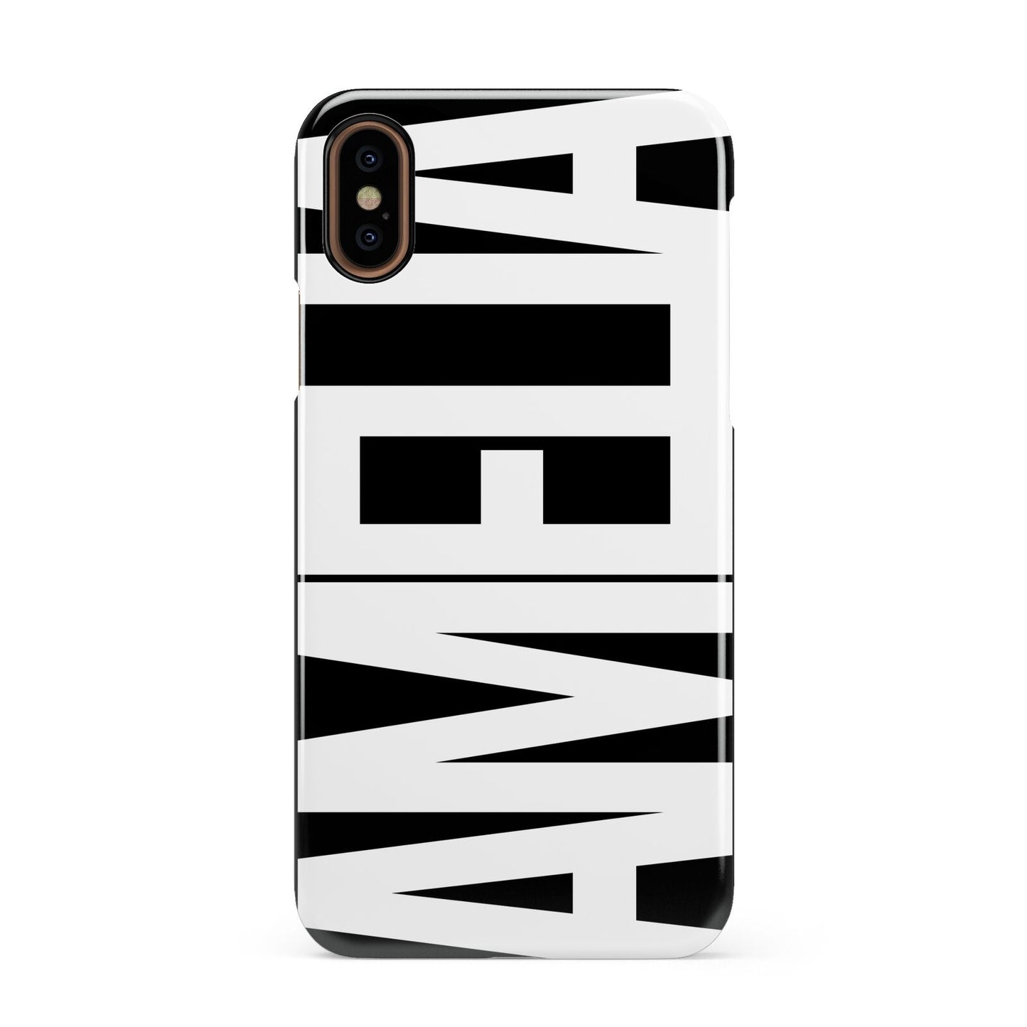 Black with Bold White Name Apple iPhone XS 3D Snap Case