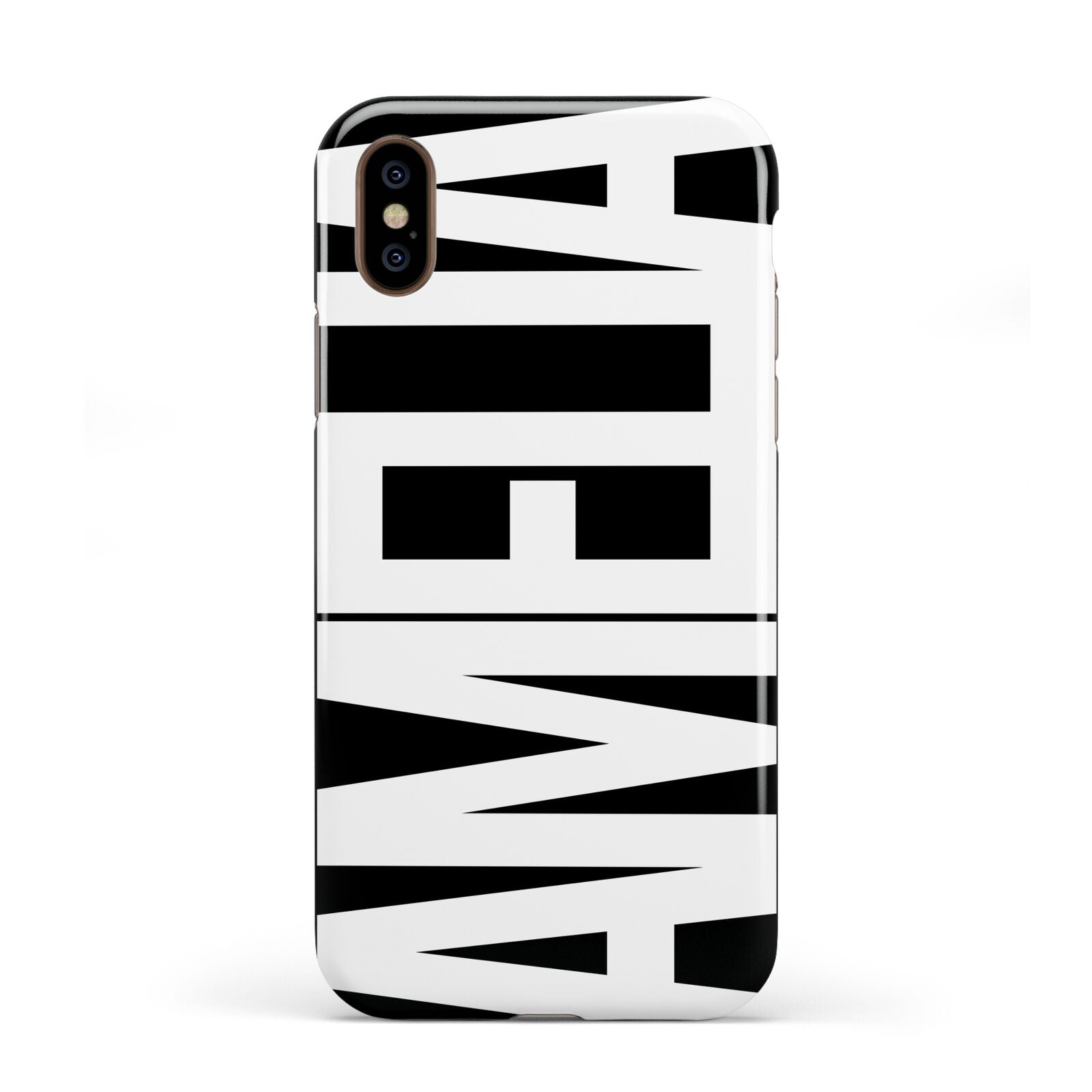 Black with Bold White Name Apple iPhone XS 3D Tough