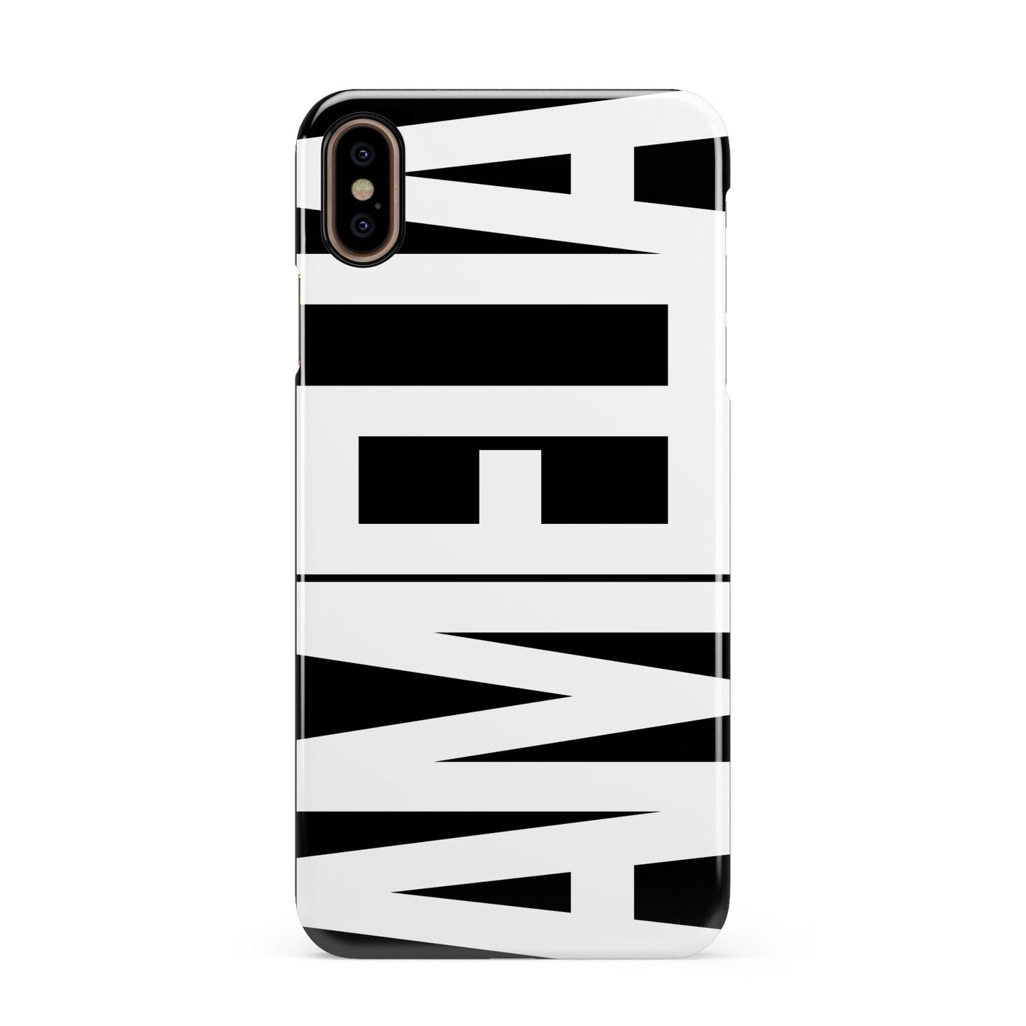 Black with Bold White Name Apple iPhone Xs Max 3D Snap Case