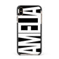 Black with Bold White Name Apple iPhone Xs Max Impact Case Black Edge on Gold Phone