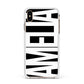 Black with Bold White Name Apple iPhone Xs Max Impact Case White Edge on Gold Phone