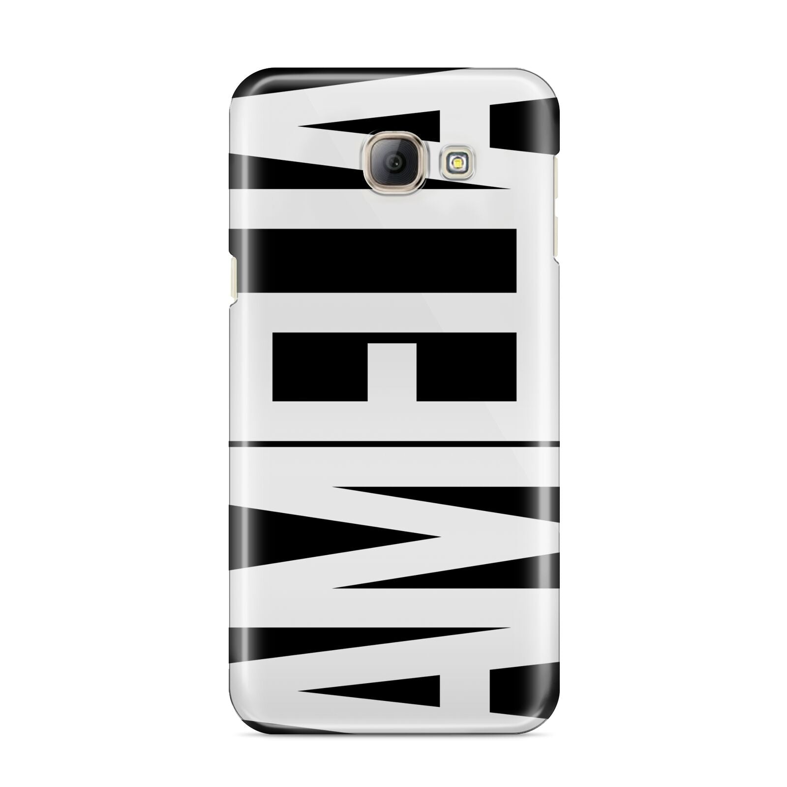 Black with Bold White Name Samsung Galaxy A8 2016 Case