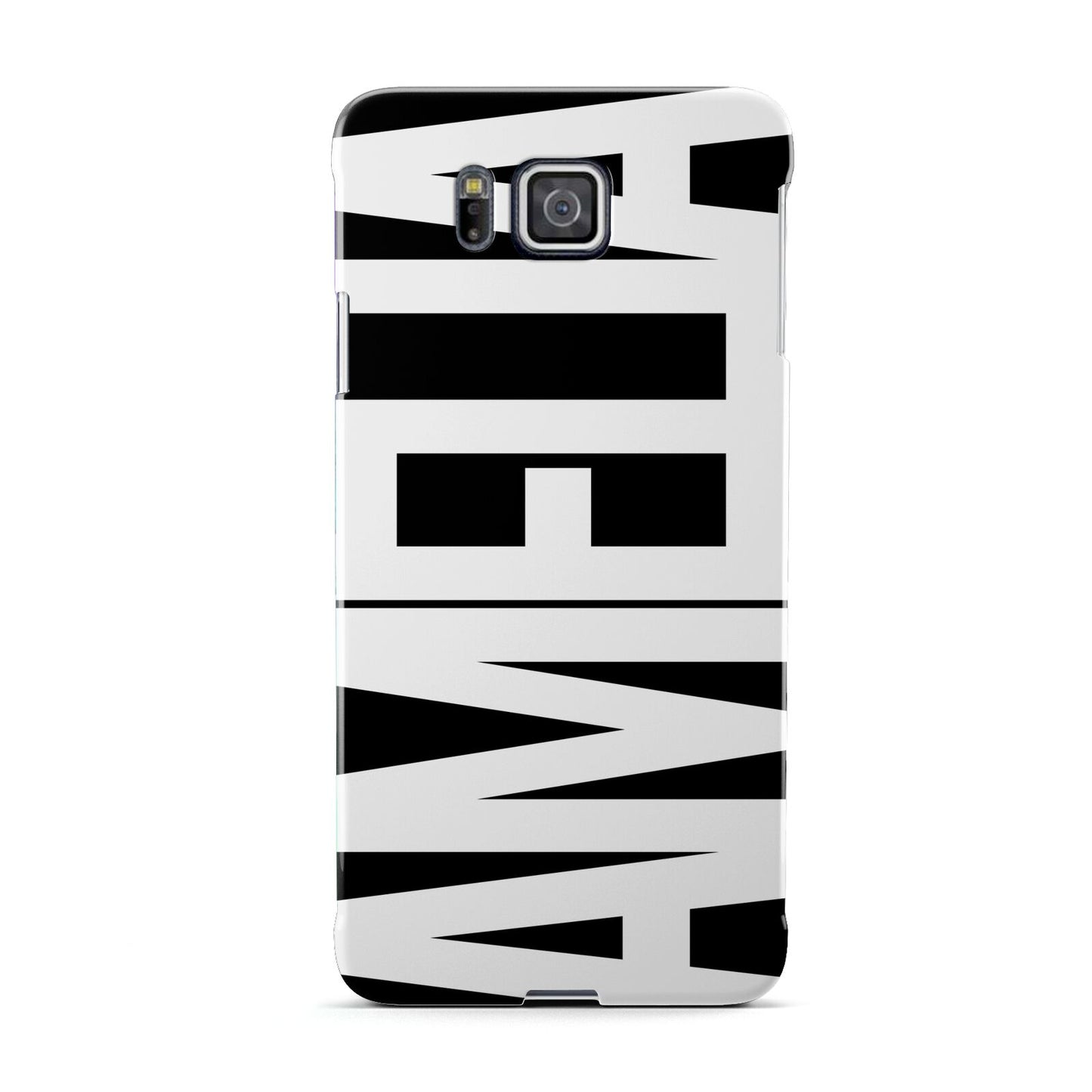 Black with Bold White Name Samsung Galaxy Alpha Case