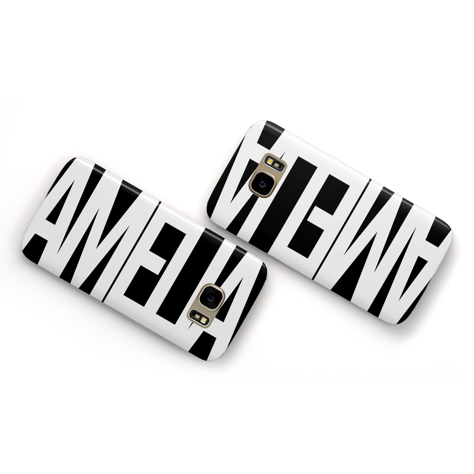 Black with Bold White Name Samsung Galaxy Case Flat Overview
