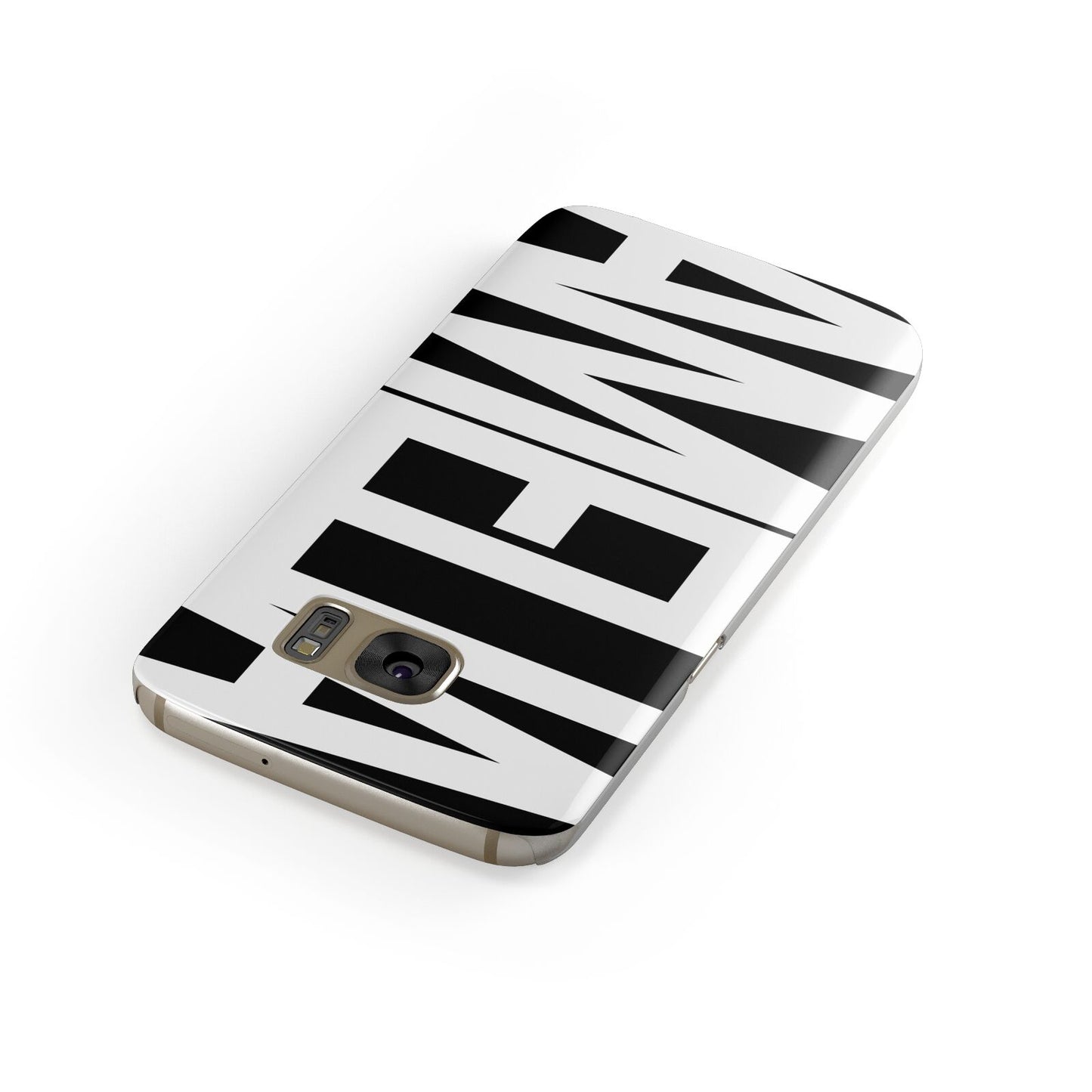 Black with Bold White Name Samsung Galaxy Case Front Close Up