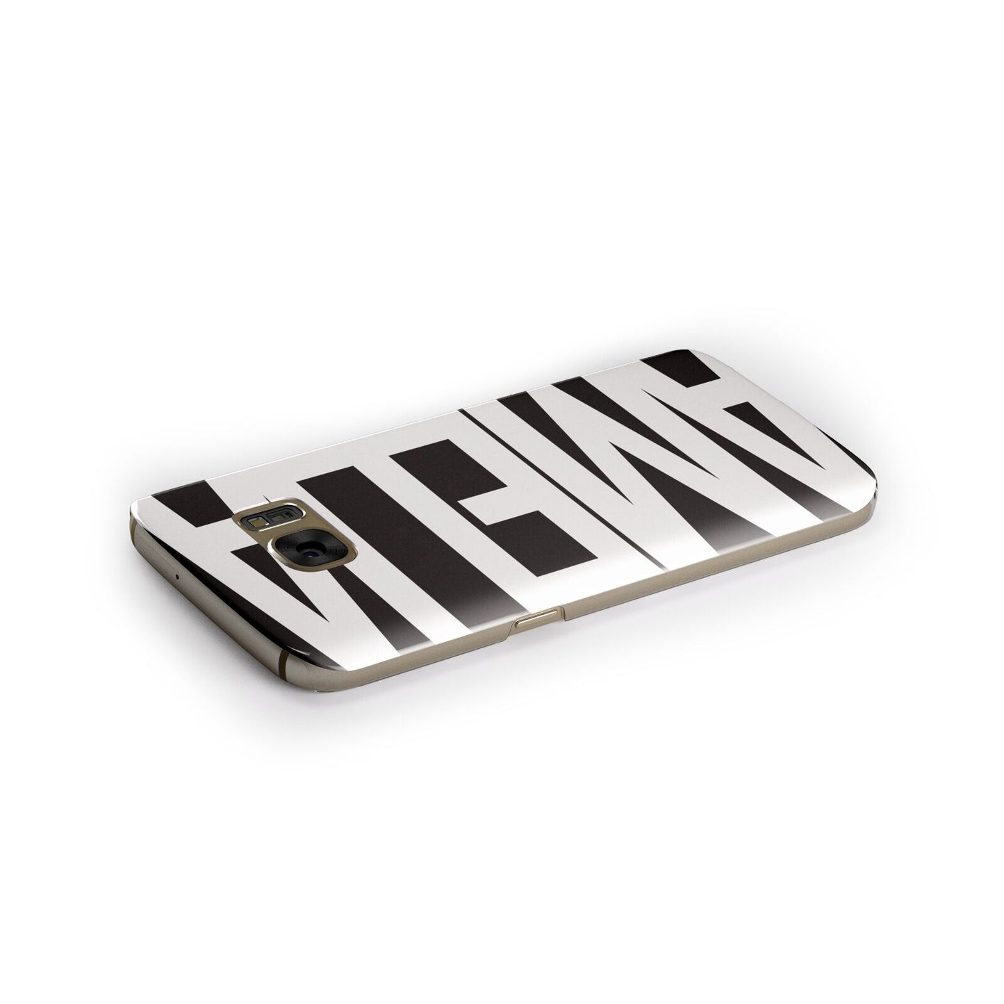 Black with Bold White Name Samsung Galaxy Case Side Close Up