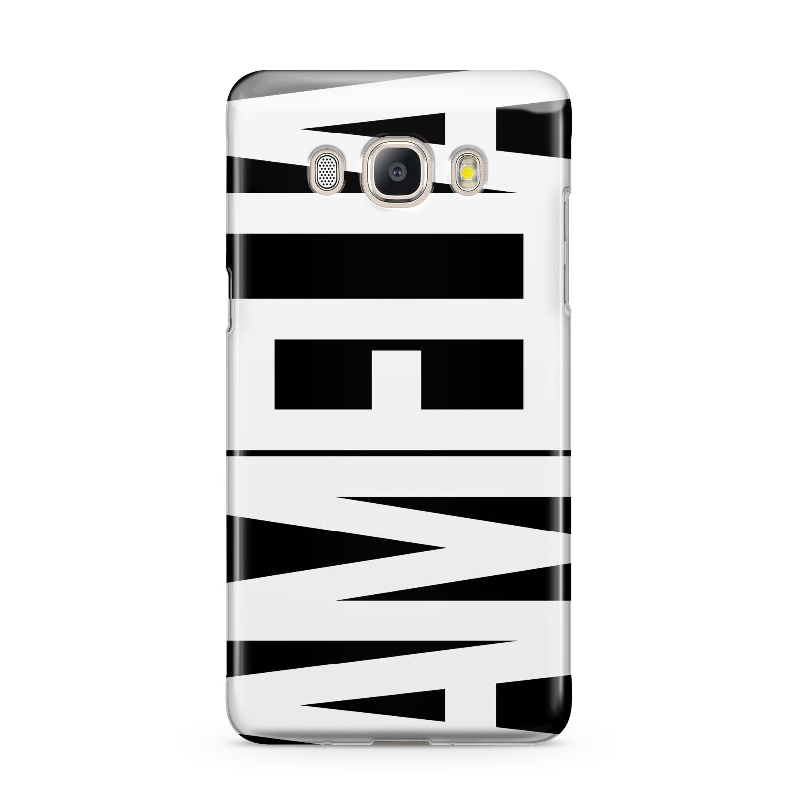 Black with Bold White Name Samsung Galaxy J5 2016 Case