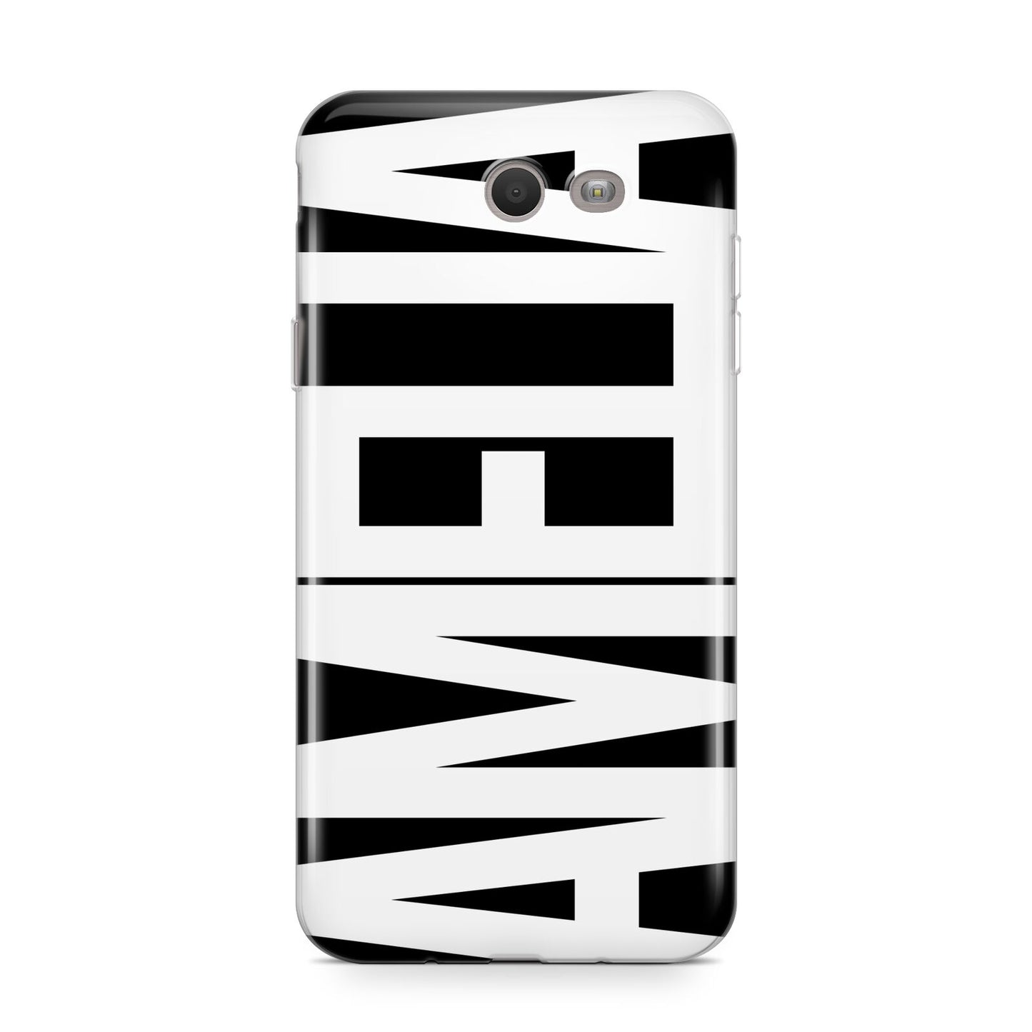 Black with Bold White Name Samsung Galaxy J7 2017 Case
