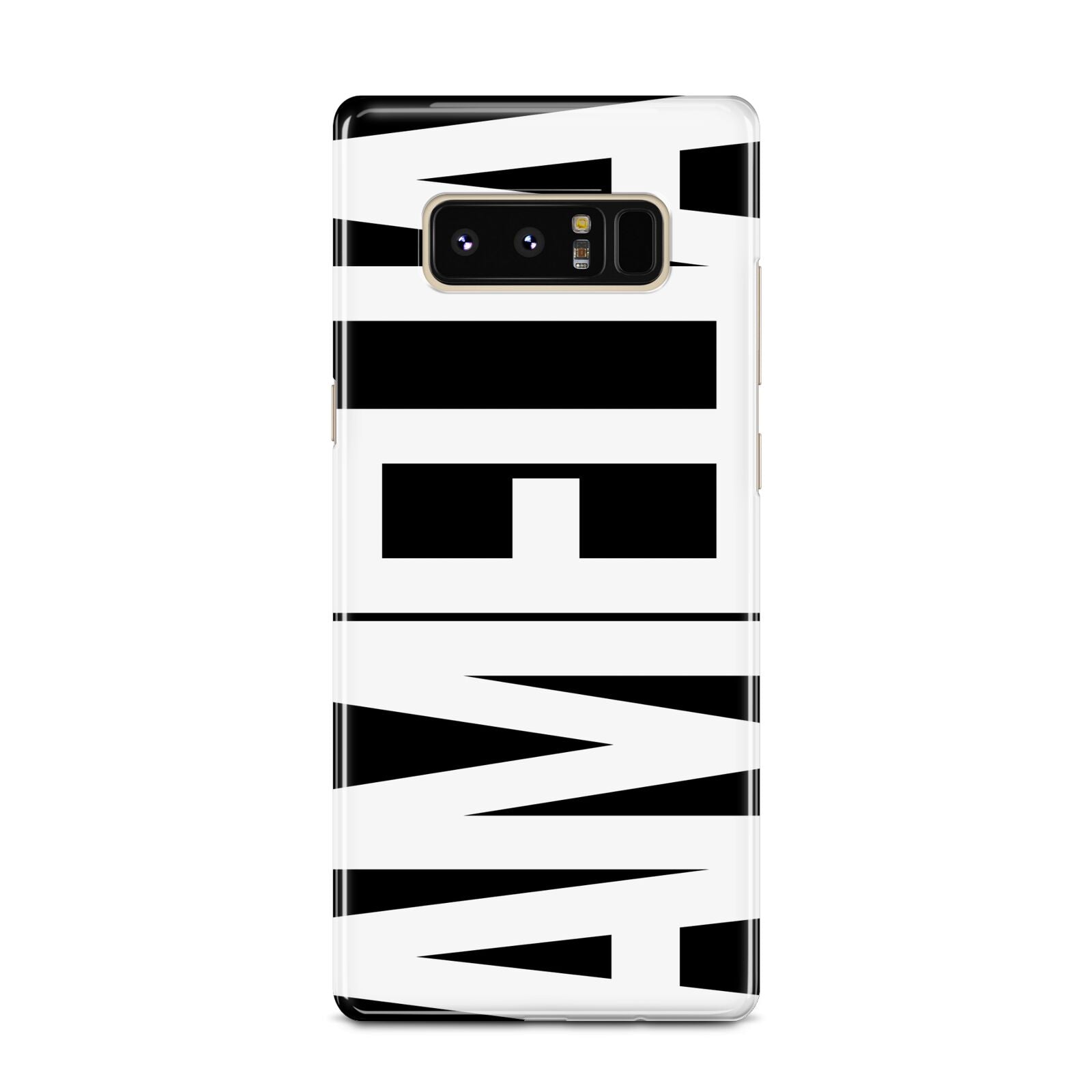 Black with Bold White Name Samsung Galaxy Note 8 Case