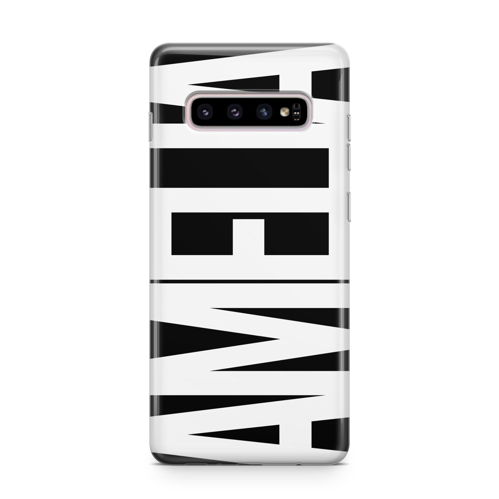 Black with Bold White Name Samsung Galaxy S10 Plus Case