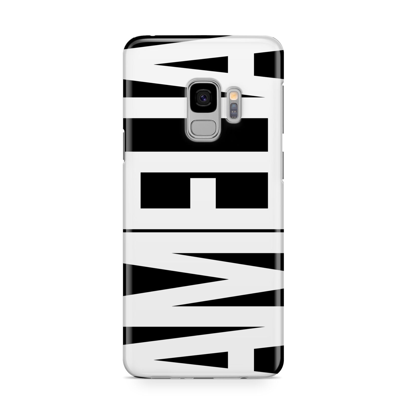 Black with Bold White Name Samsung Galaxy S9 Case