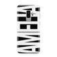 Black with Bold White Name Samsung Galaxy S9 Plus Case on Silver phone