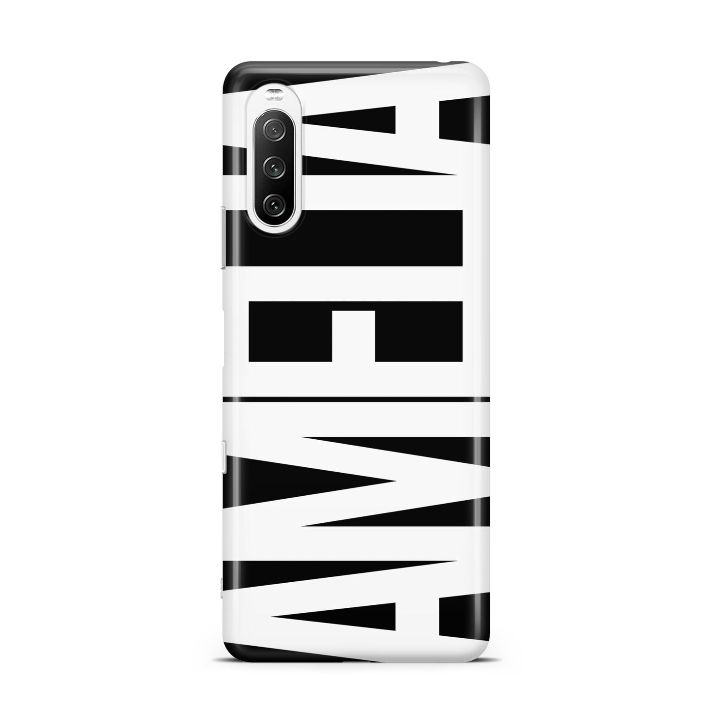 Black with Bold White Name Sony Xperia 10 III Case
