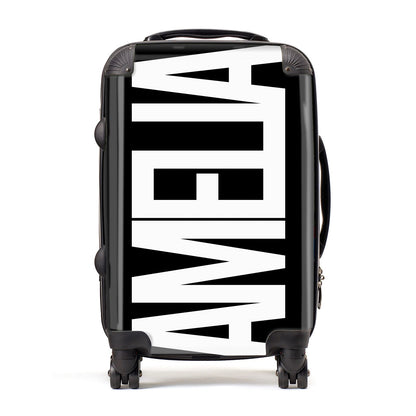 Black with Bold White Name Suitcase