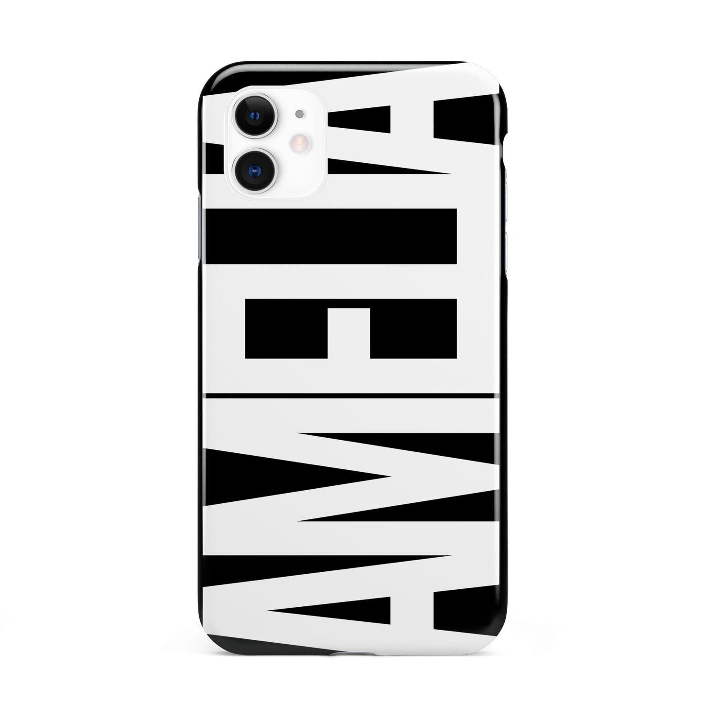 Black with Bold White Name iPhone 11 3D Tough Case
